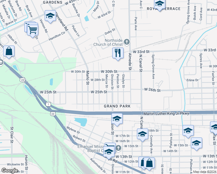 map of restaurants, bars, coffee shops, grocery stores, and more near 3531 Mecca Street in Jacksonville