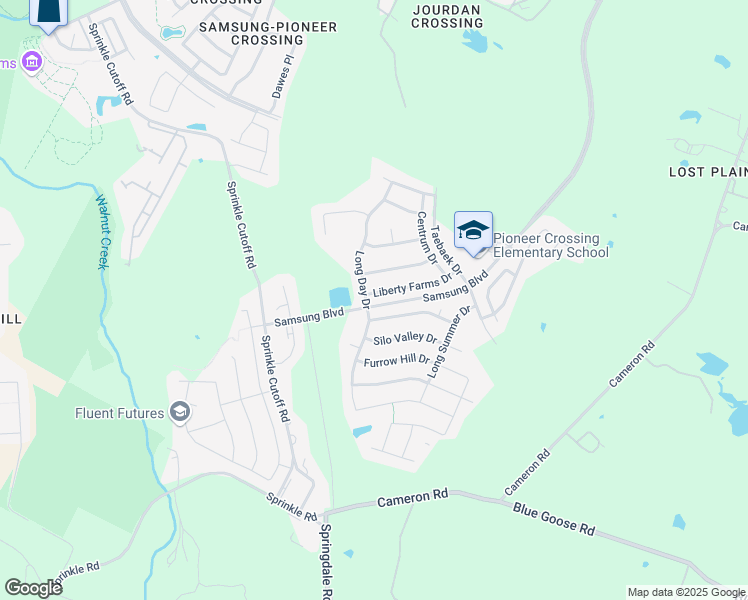 map of restaurants, bars, coffee shops, grocery stores, and more near 11005 Liberty Farms Drive in Austin