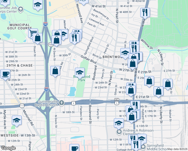 map of restaurants, bars, coffee shops, grocery stores, and more near 433 West 25th Street in Jacksonville