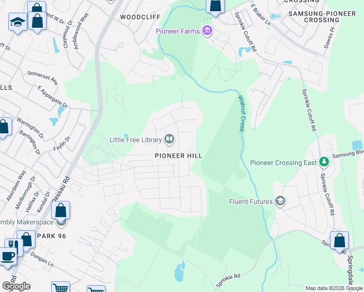 map of restaurants, bars, coffee shops, grocery stores, and more near 10716 Fulton Avenue in Austin