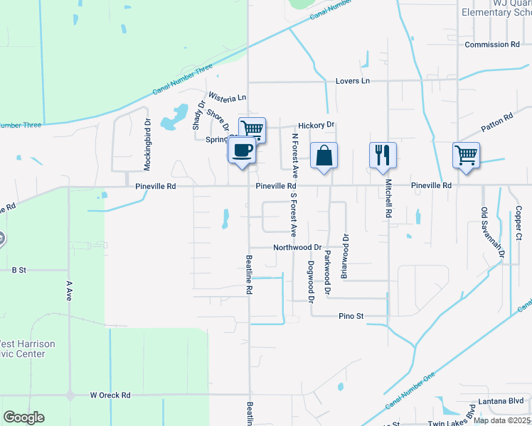 map of restaurants, bars, coffee shops, grocery stores, and more near 8 Pecan Cir in Long Beach