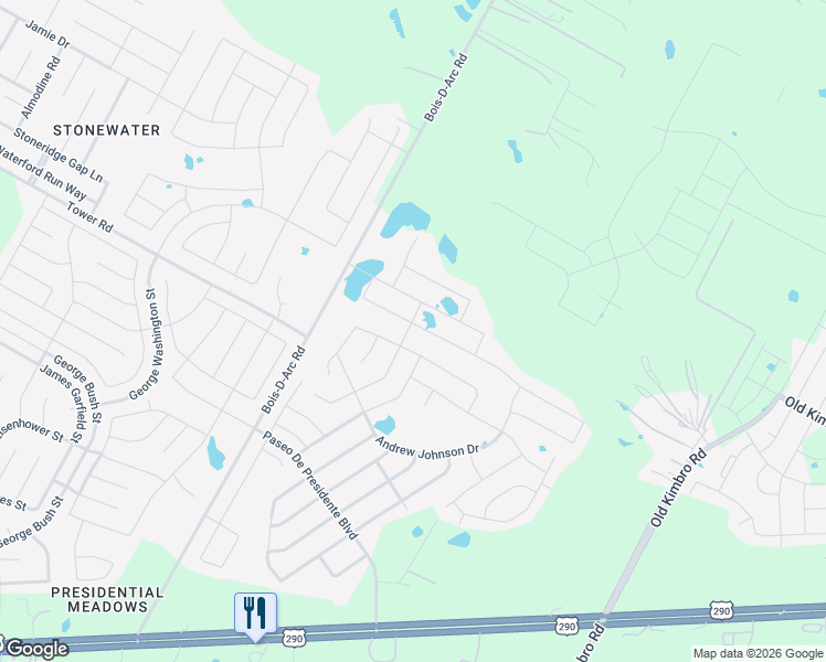 map of restaurants, bars, coffee shops, grocery stores, and more near 19416 Andrew Jackson Street in Manor