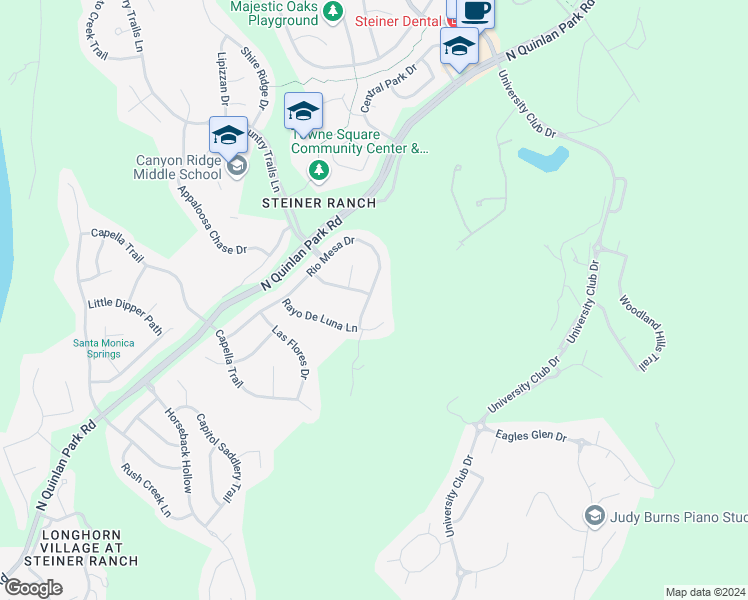 map of restaurants, bars, coffee shops, grocery stores, and more near 2800 Rio Mesa Drive in Austin