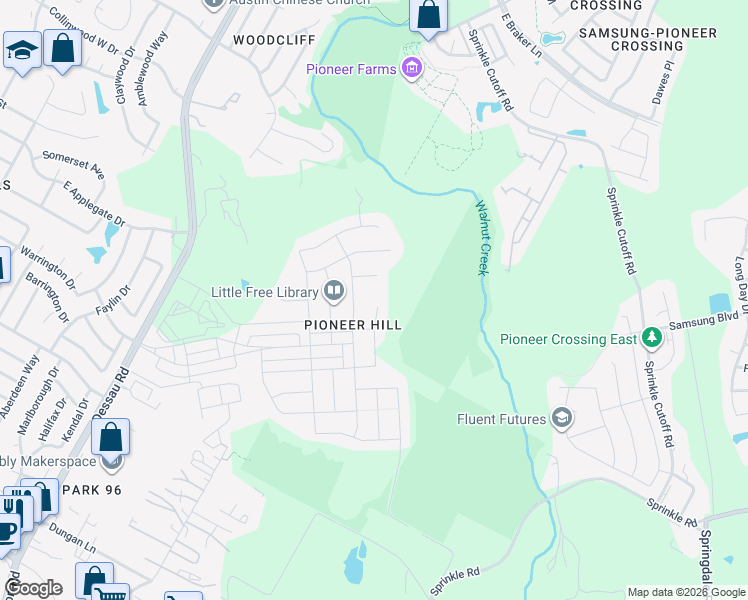 map of restaurants, bars, coffee shops, grocery stores, and more near 10721 1/2 Deaton Lane in Austin
