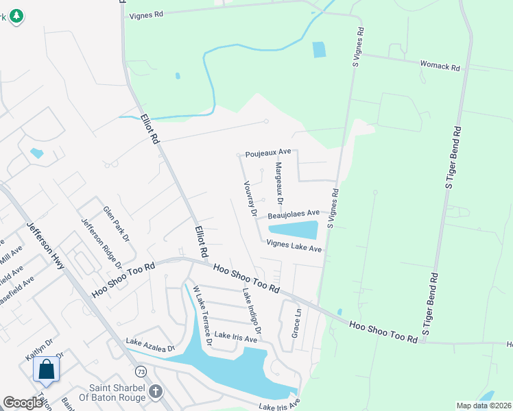 map of restaurants, bars, coffee shops, grocery stores, and more near 9736 Vouvray Drive in Baton Rouge