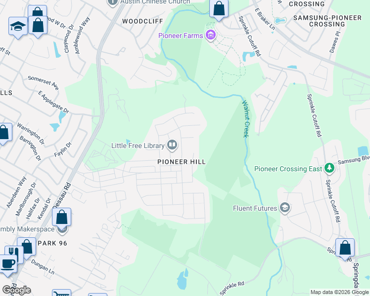 map of restaurants, bars, coffee shops, grocery stores, and more near 10716 Fulton Avenue in Austin