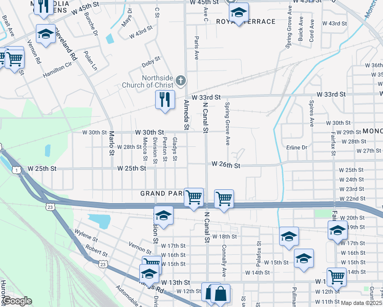 map of restaurants, bars, coffee shops, grocery stores, and more near in Jacksonville