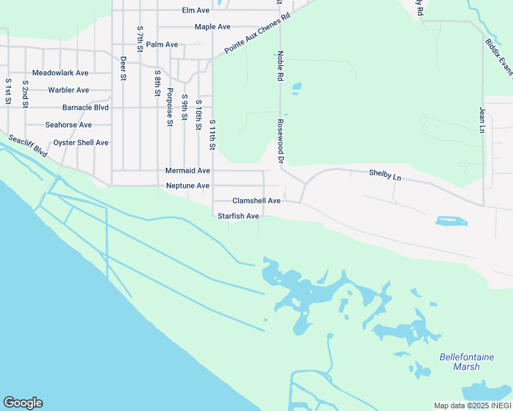map of restaurants, bars, coffee shops, grocery stores, and more near South 14th Street in Ocean Springs