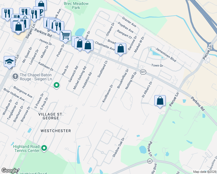 map of restaurants, bars, coffee shops, grocery stores, and more near 13982 Perkins Road in Baton Rouge