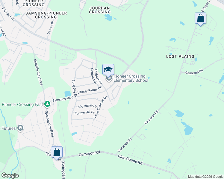 map of restaurants, bars, coffee shops, grocery stores, and more near 3409 Savage Springs Drive in Austin