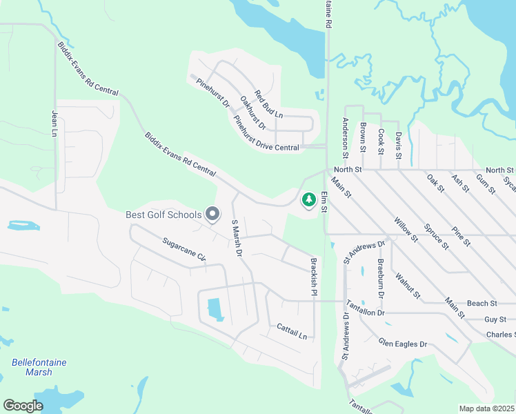 map of restaurants, bars, coffee shops, grocery stores, and more near 6825 Biddix-Evans Road Central in Ocean Springs