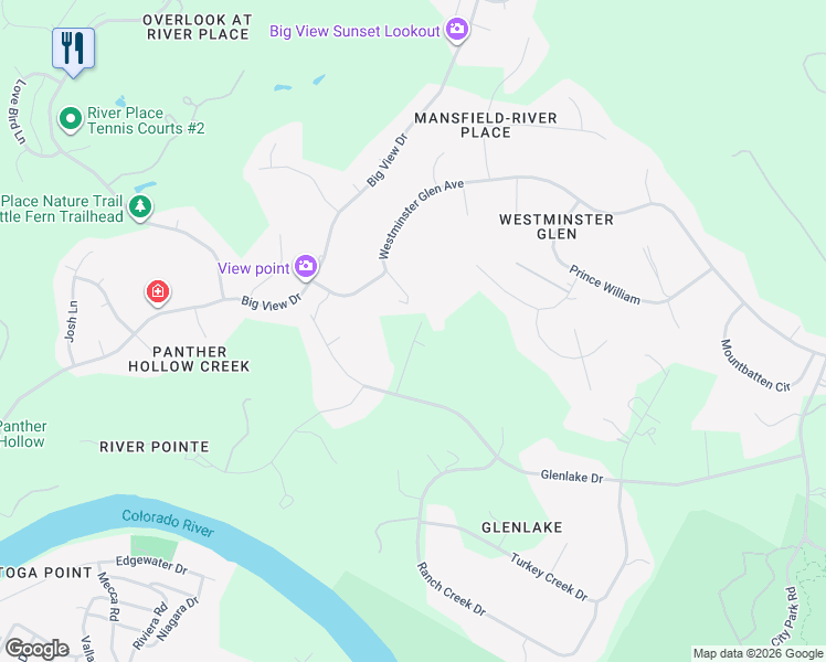 map of restaurants, bars, coffee shops, grocery stores, and more near 9920 Westminster Glen Avenue in Austin