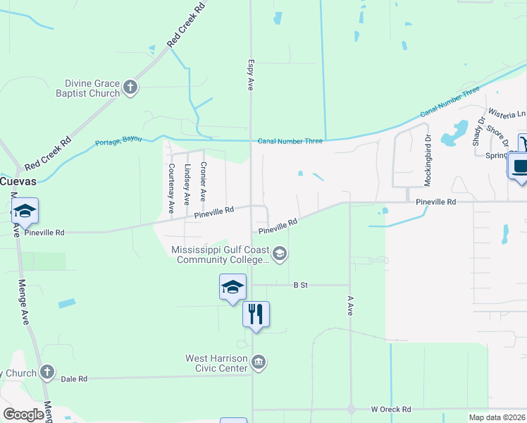 map of restaurants, bars, coffee shops, grocery stores, and more near 112 Belle Terre Court in Long Beach