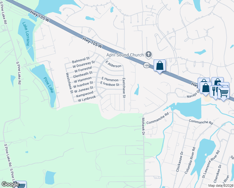 map of restaurants, bars, coffee shops, grocery stores, and more near 16638 Meadowcroft Street in Montgomery