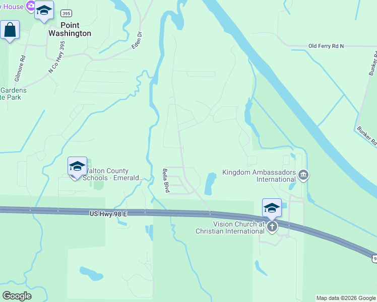 map of restaurants, bars, coffee shops, grocery stores, and more near 29 Buddy Lane in Santa Rosa Beach