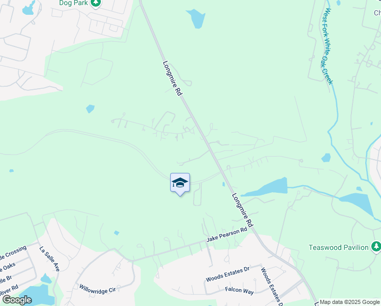 map of restaurants, bars, coffee shops, grocery stores, and more near 6883 Longmire Road in Conroe
