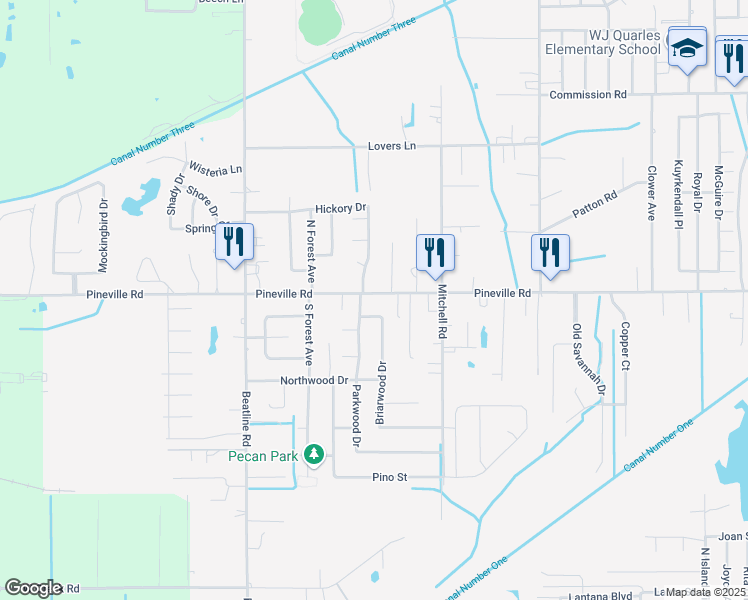map of restaurants, bars, coffee shops, grocery stores, and more near 20137 Pineville Rd in Long Beach