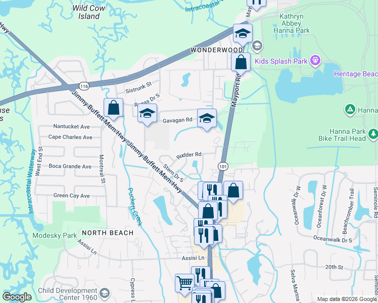 map of restaurants, bars, coffee shops, grocery stores, and more near 885 Rudder Road in Jacksonville