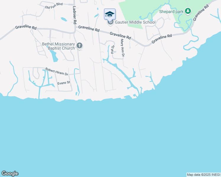 map of restaurants, bars, coffee shops, grocery stores, and more near 1908 Waters Edge Drive in Gautier