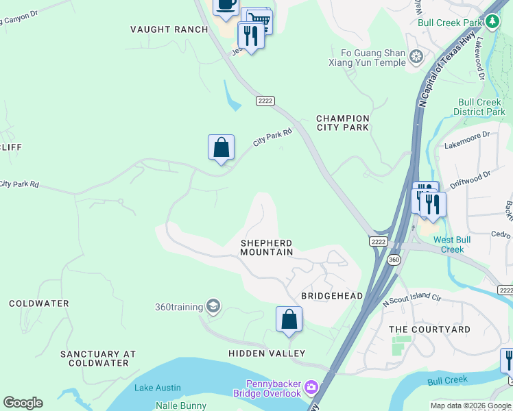 map of restaurants, bars, coffee shops, grocery stores, and more near 5904 Long Court in Austin