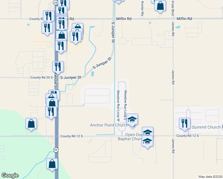 map of restaurants, bars, coffee shops, grocery stores, and more near 381 Collinwood Loop in Foley