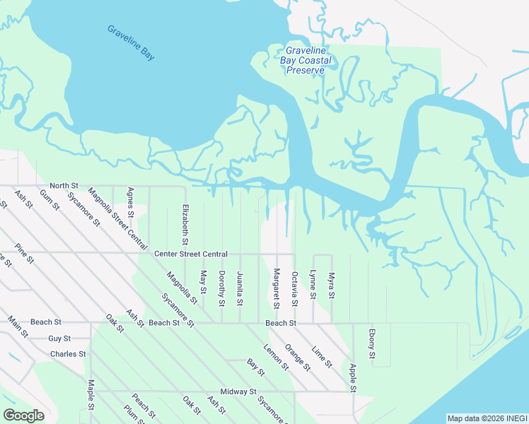 map of restaurants, bars, coffee shops, grocery stores, and more near 1400 Loraine Street in Ocean Springs