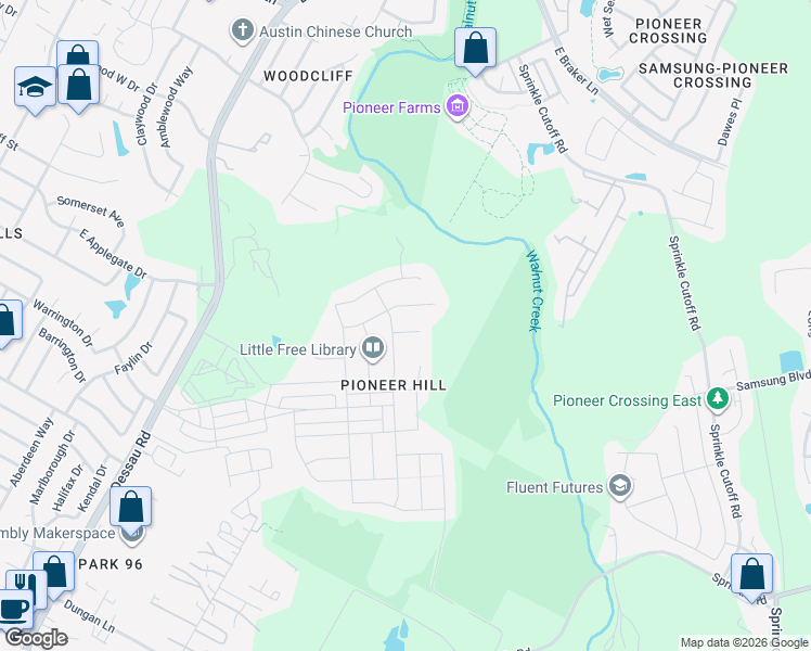 map of restaurants, bars, coffee shops, grocery stores, and more near Fulton Avenue in Austin