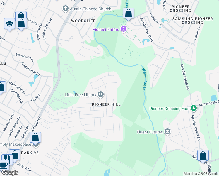 map of restaurants, bars, coffee shops, grocery stores, and more near Fulton Avenue in Austin