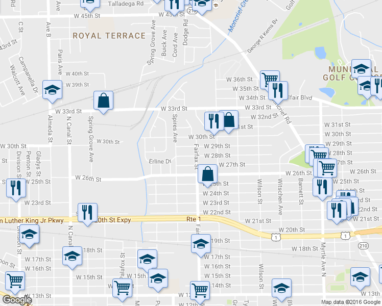 map of restaurants, bars, coffee shops, grocery stores, and more near 1817 W 28th St in Jacksonville