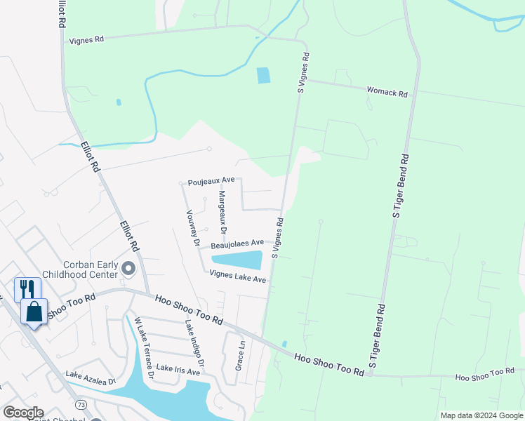 map of restaurants, bars, coffee shops, grocery stores, and more near 19244 Chardonnay Avenue in Baton Rouge