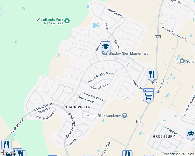 map of restaurants, bars, coffee shops, grocery stores, and more near 11737 Voelker Reinhardt Way in Manor