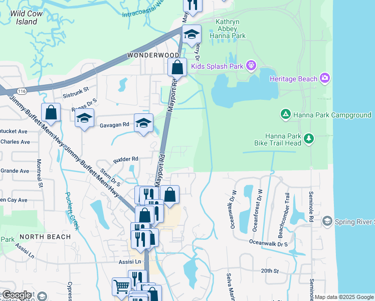 map of restaurants, bars, coffee shops, grocery stores, and more near 2613 Americas Cup Circle South in Atlantic Beach