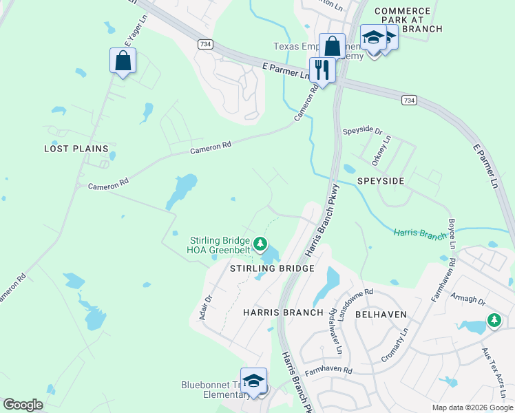 map of restaurants, bars, coffee shops, grocery stores, and more near 5913 Adair Drive in Austin