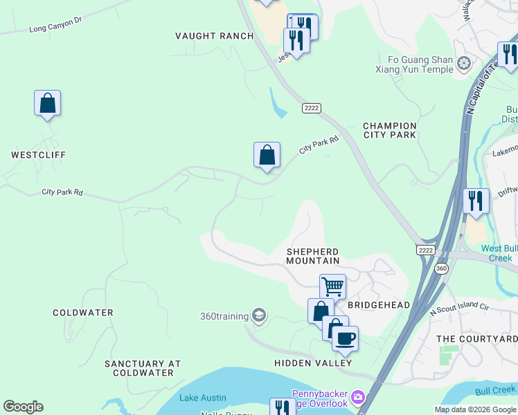 map of restaurants, bars, coffee shops, grocery stores, and more near 5806 Kaelan Cove in Austin