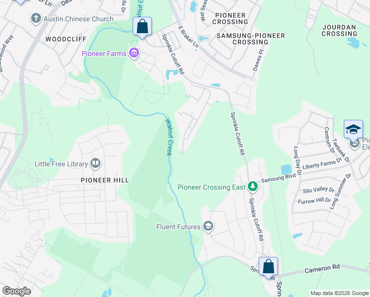 map of restaurants, bars, coffee shops, grocery stores, and more near 10801 Owyhee View in Austin