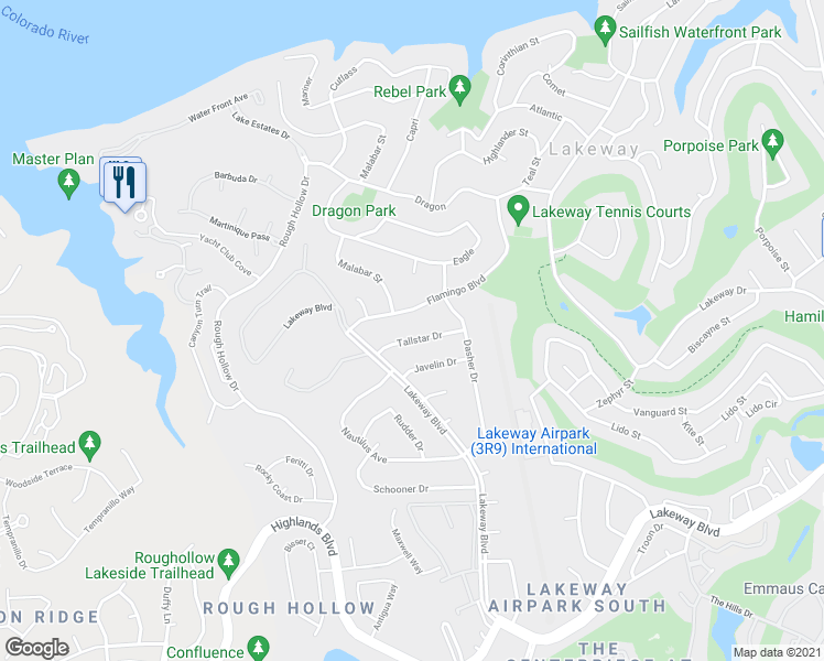 map of restaurants, bars, coffee shops, grocery stores, and more near 111 Tallstar Drive in Austin