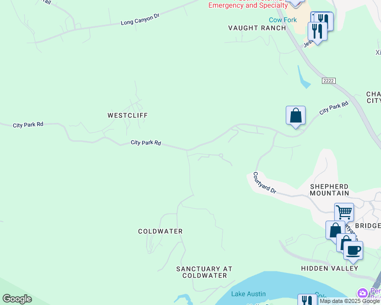 map of restaurants, bars, coffee shops, grocery stores, and more near 7426 Bridge Point Parkway in Austin