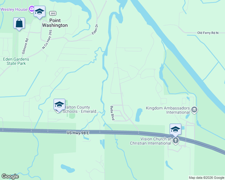 map of restaurants, bars, coffee shops, grocery stores, and more near 28 Maddox Street in Santa Rosa Beach