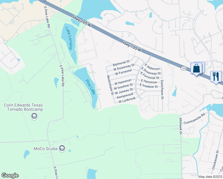 map of restaurants, bars, coffee shops, grocery stores, and more near 16972 West Ivanhoe Street in Montgomery