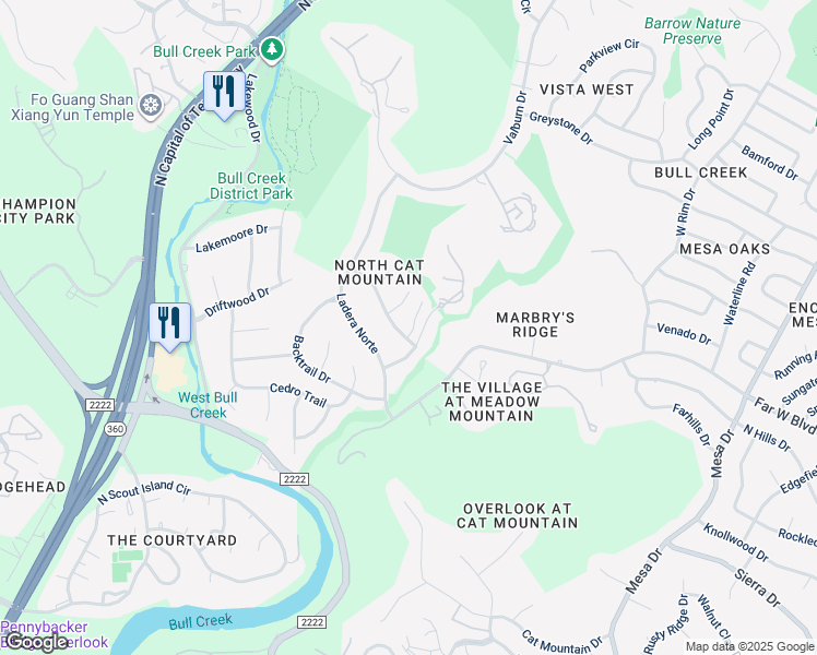 map of restaurants, bars, coffee shops, grocery stores, and more near 4903 Smokey Valley in Austin