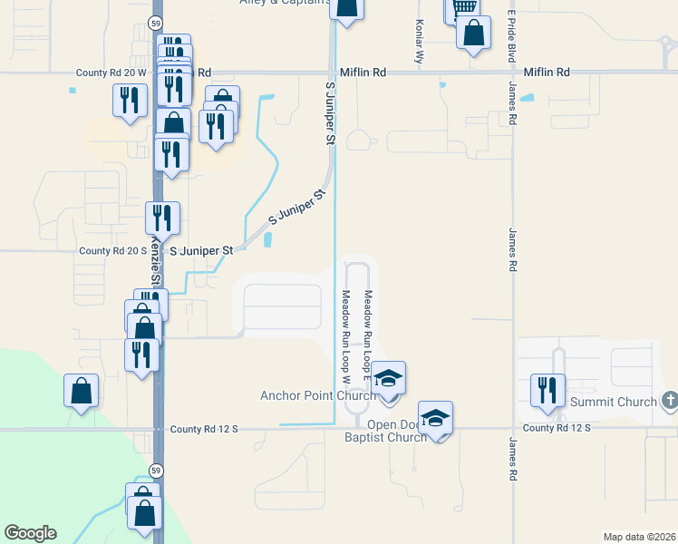 map of restaurants, bars, coffee shops, grocery stores, and more near 381 Collinwood Loop in Foley