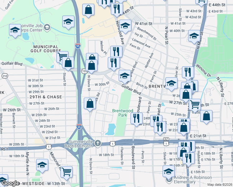 map of restaurants, bars, coffee shops, grocery stores, and more near 706 Oak Arbor Circle in Jacksonville