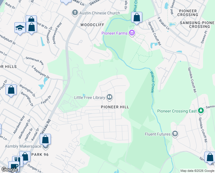 map of restaurants, bars, coffee shops, grocery stores, and more near 10677 Criswell in Austin