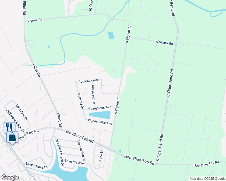 map of restaurants, bars, coffee shops, grocery stores, and more near 19244 Chardonnay Avenue in Baton Rouge