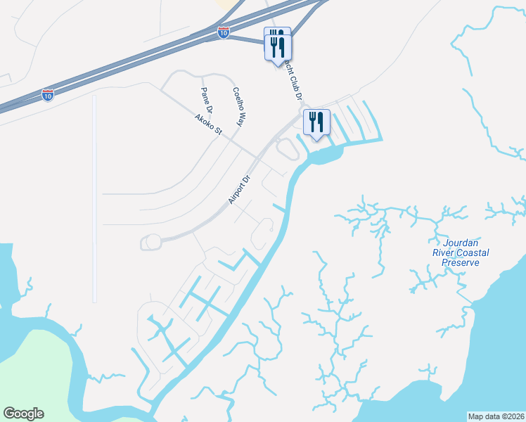 map of restaurants, bars, coffee shops, grocery stores, and more near 2466 Kanoa Way in Diamondhead