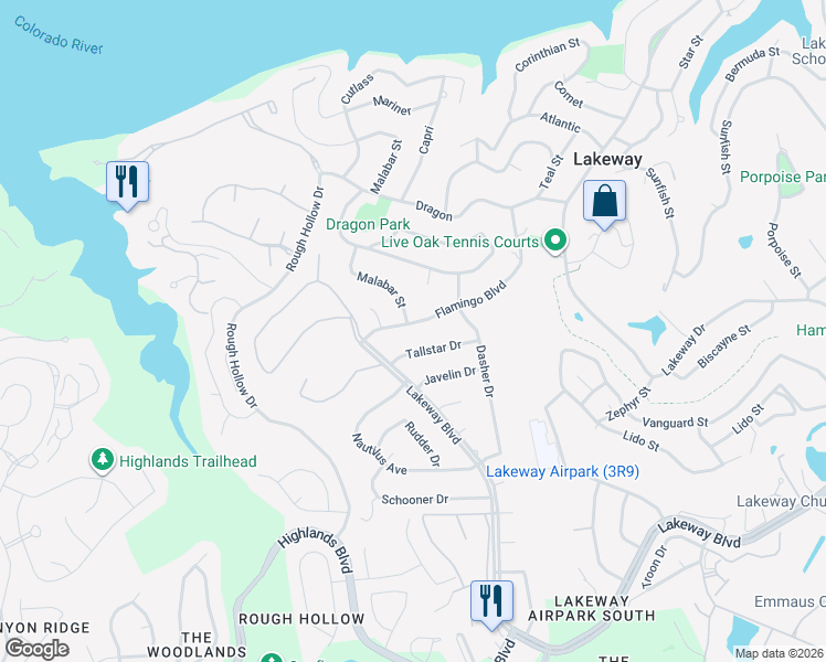 map of restaurants, bars, coffee shops, grocery stores, and more near 613 Flamingo Boulevard in Austin