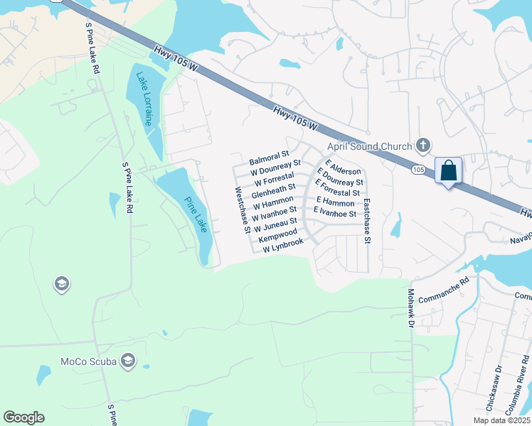 map of restaurants, bars, coffee shops, grocery stores, and more near 16954 West Hammon in Montgomery
