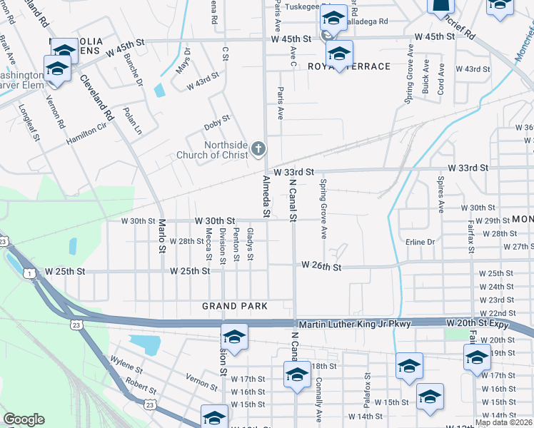 map of restaurants, bars, coffee shops, grocery stores, and more near 3950-4298 Almeda Street in Jacksonville