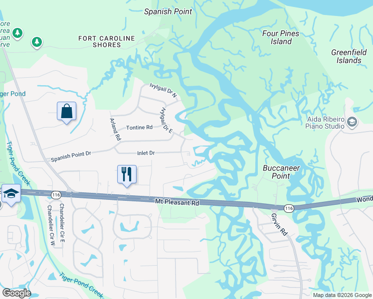 map of restaurants, bars, coffee shops, grocery stores, and more near 1925 Tomas Drive in Jacksonville