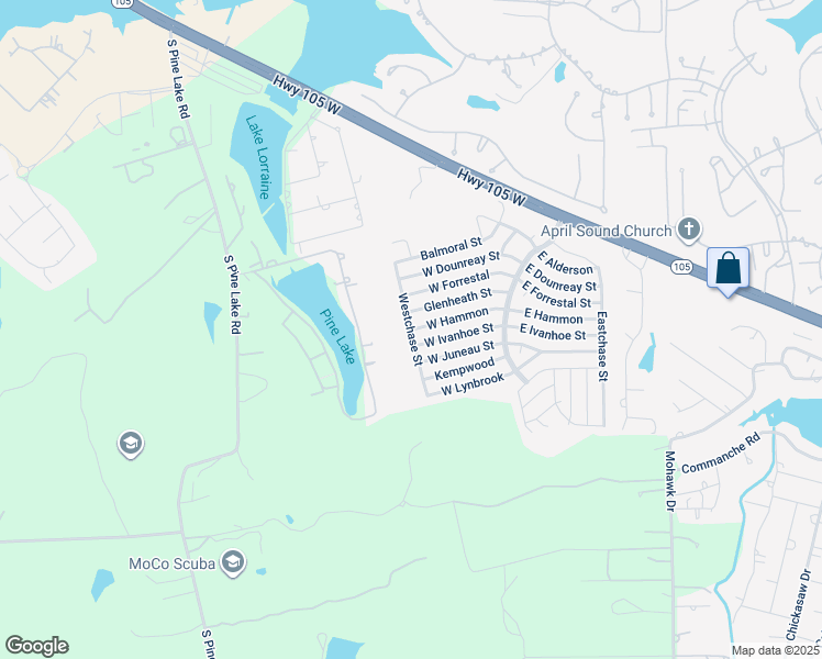 map of restaurants, bars, coffee shops, grocery stores, and more near 16954 West Hammon in Montgomery